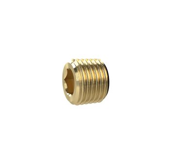 Locking screw, Hexagonal socket, without flange, R 1/8, Brass