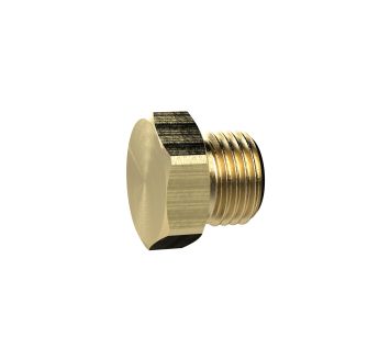 Locking screw, Exterior hexagonal, G 1/8, AF 14, Brass