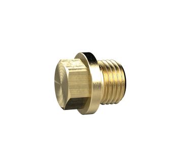 Locking screw, Exterior hexagonal and flange, G 1/8, AF 10, Brass