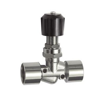 Needle valve, Nickel-plated brass, panel mounting, IT/IT, Rp 1/2