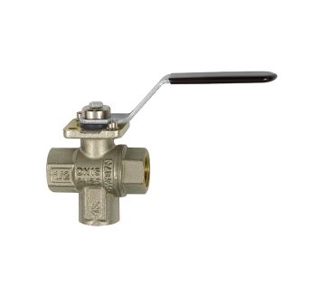 3-way ball valve, nickel-plated brass, L-hole, Rp 3/8