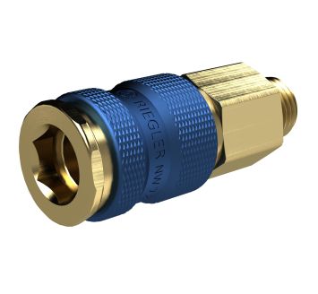 Captive quick-connect coupling I.D. 7.8, G 3/8 ET, blue