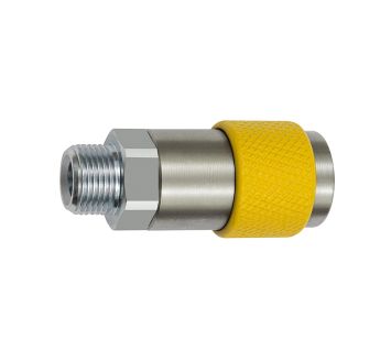 Captive swivel safety coupl. I.D. 6, ISO 6150 C, G 1/4 ET, yellow