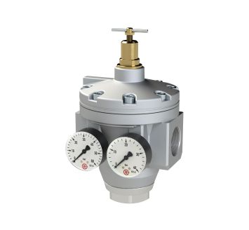 Large pressure regulator, 2 pressure gauges, G 1 1/2, 0.5-25 bar