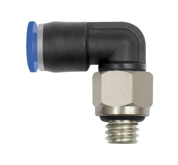 Push-in L-fitting »Blue Series« mini, rotating, M3x0.5