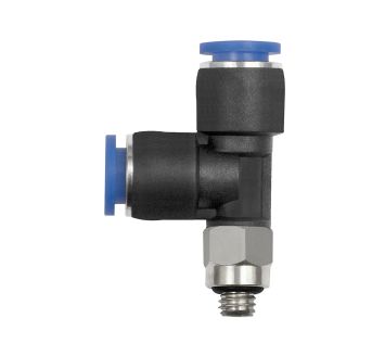 Push-in T-fitting »Blue Series« mini, L-shape, rotating, M5