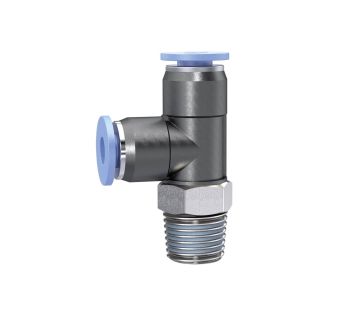 Push-in T-fitting »Blue Series« mini, L-shape, rotating, R 1/8