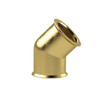 Angled piece, 45°, interior / interior, G 1/2, Bright brass