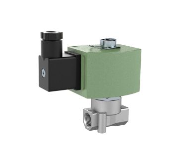 3/2-way solenoid valve, Stainless steel, NC, 230 V AC, NBR, G 1/4