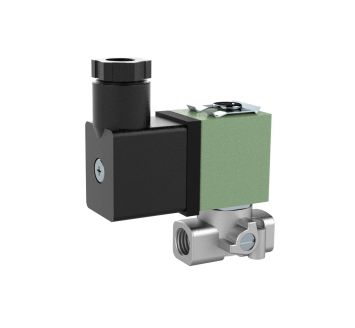 3/2-way solenoid valve stainless steel, NC, 24 V DC, FPM, G 1/8