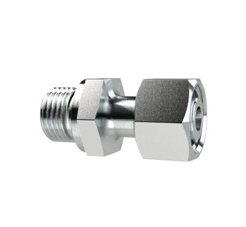 Adjustable male connector, G 3/8o.,Pipe ext.Ø12, galvanised steel