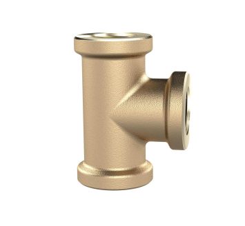 T-piece, 3x interior thread, G 3/8, 16 bar, bright brass