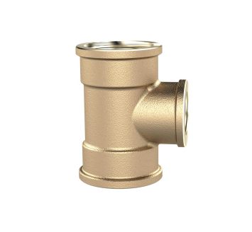 T-reducer, 3xint.thread, 2xG1i, Outlet G1/2, 16 bar, bright brass