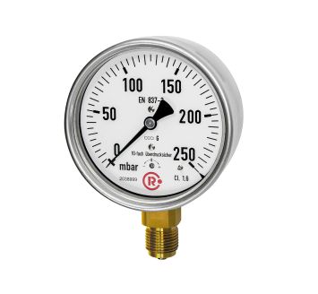 Capsule pressure gauge, CrNi, radial bottom, G1/4, 0-60mbar, Ø63