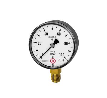 Capsule pressure gauge, radial bottom, G 1/4, -100 / 0 mbar, Ø 63