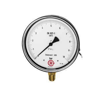 Precision pressure gauge, radial bottom, G 1/2, 0 - 0,6 bar, Ø160