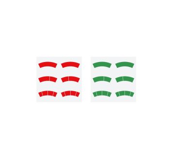 Adhesive label set, red and green circular arcs, for Ø-160