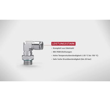 Straight push-in bulkhead connector, M22x1.5, Stainless steel