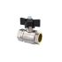 Ball valve standard type, IT/IT, nickel-plated brass, G 1/4